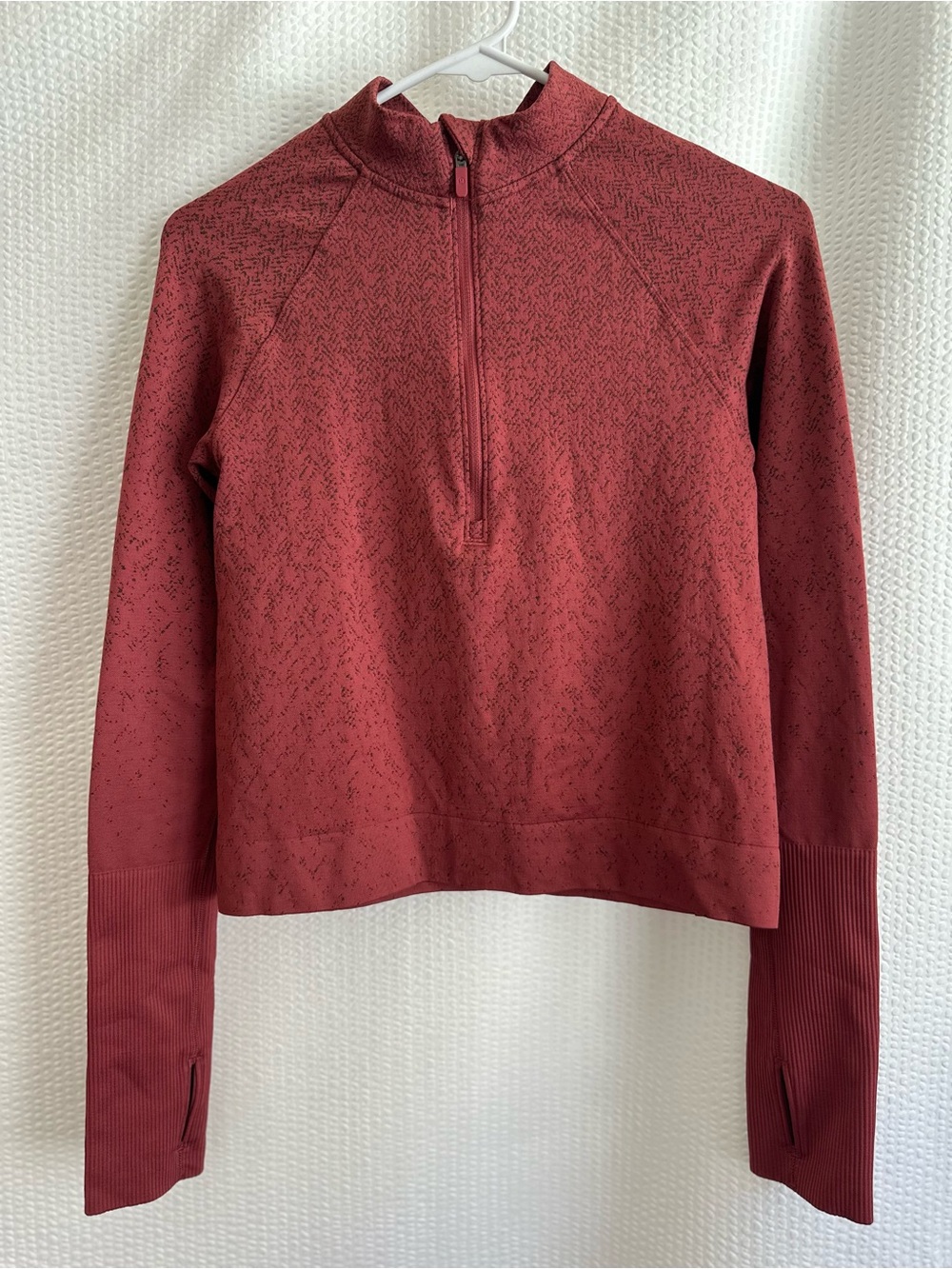 LULULEMON Rest Less Cropped Half Zip Red Mulled Wine Running Top Size 6